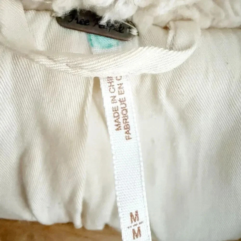 FREE PEOPLE | Teddy Double Breasted Pea Coat Sherpa  Ivory Oversized | Medium - Picture 10 of 10